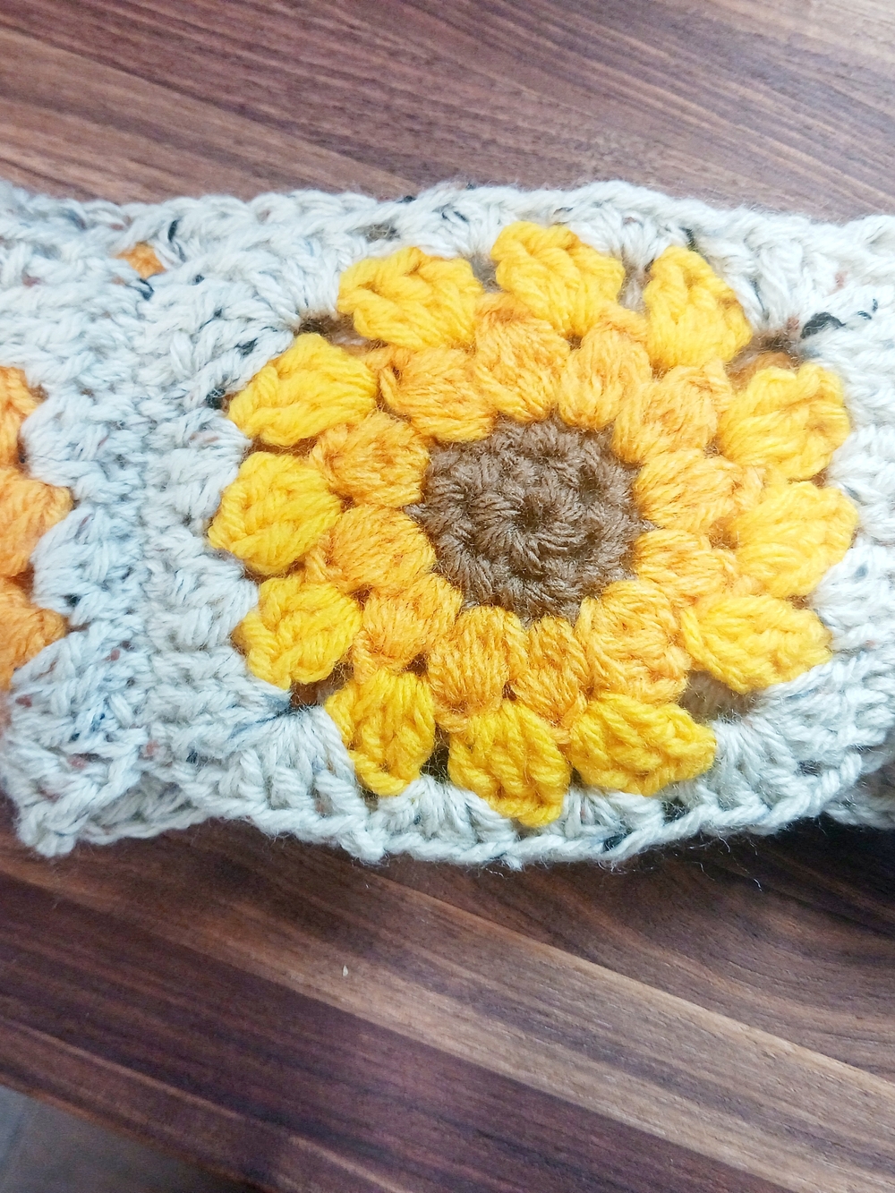 Handmade Crochet Sunflower Granny Square Pot Cozy